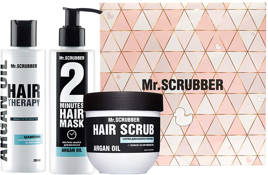 Geschenkset Glanz und Kraft - Mr.Scrubber (shm/200ml + mask/200ml + scrub/250g) — Bild N1