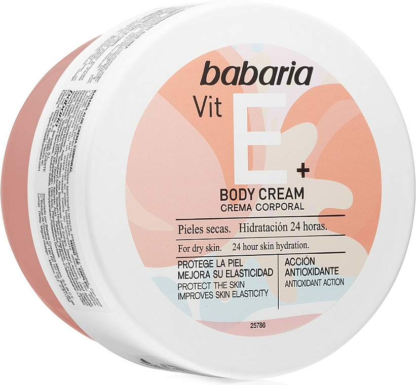 Feuchtigkeitsspendende Körpercreme mit Vitamin E für trockene Haut - Babaria Body Cream Vit E+ — Bild N1