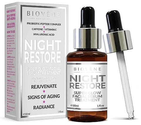 Gesichtsserum für die Nacht - Biovene Night Restore Super Glow Facial Serum Treatment — Bild N2