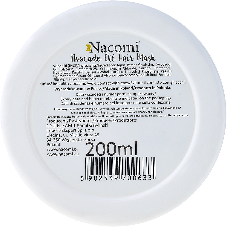 Haarmaske mit Keratin und Avocadoöl - Nacomi Natural With Keratin & Avocado Oil Hair Mask — Bild N3