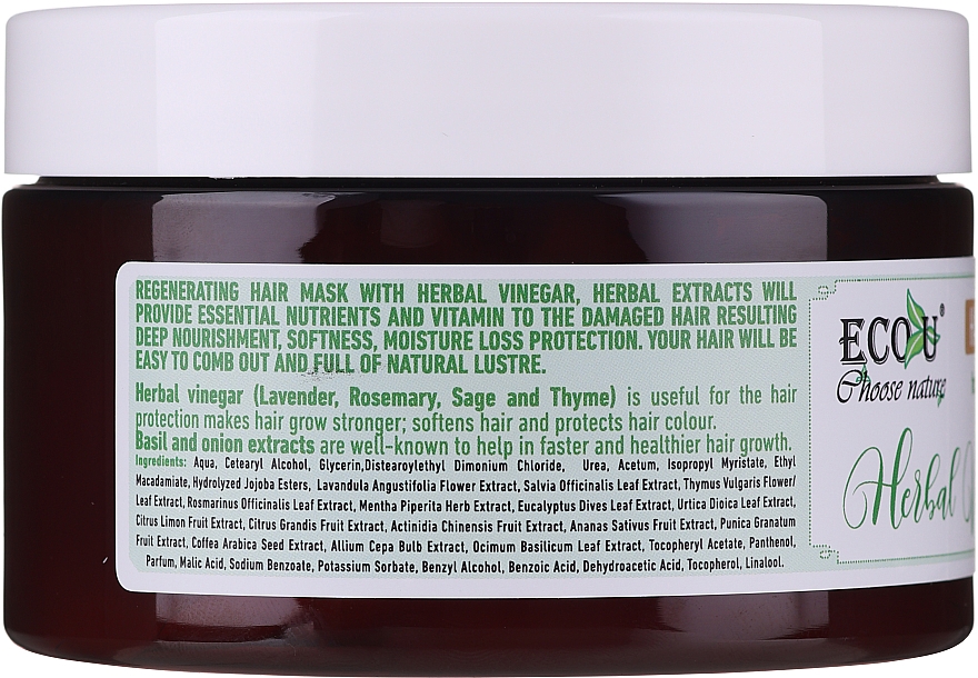 Haarmaske mit Kräuteressig für strapaziertes Haar - Eco U Hair Mask Herbal Vinegar For Damaged Hair — Bild N2