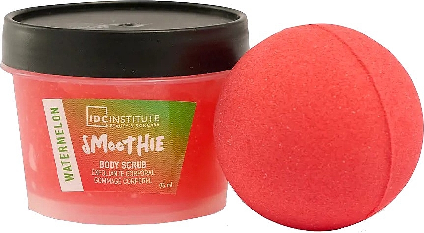 Set - IDC Institute Smoothie Mini Bath Watermelon Set (scrub/95ml + frizz/bomb/95g) — Bild N2