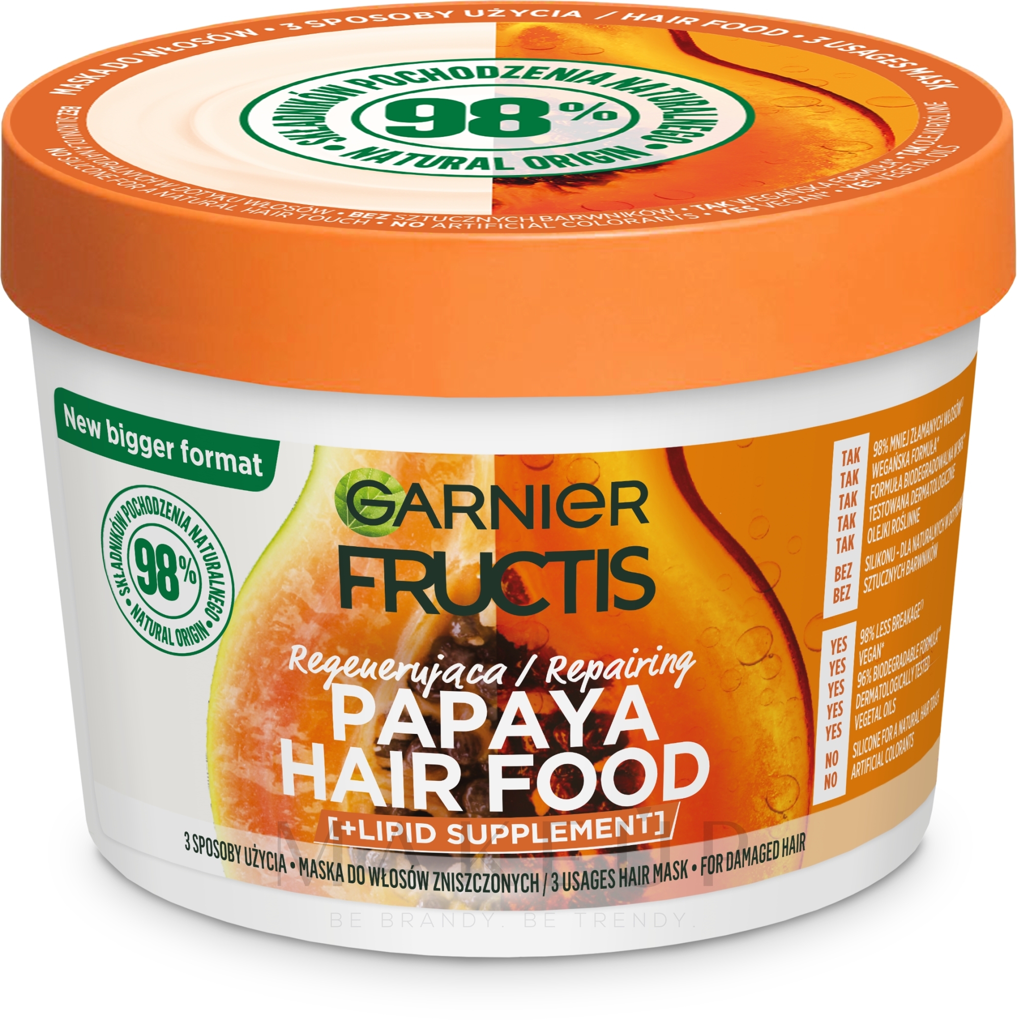 Regenerierende Maske mit Papaya für geschädigtes Haar - Garnier Fructis Hair Food Papaya — Foto 400 ml