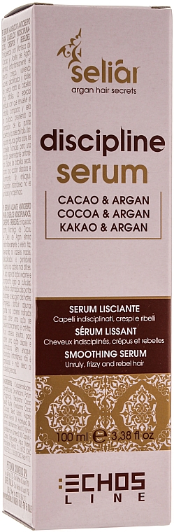 Glättendes Haarserum für mehr Glanz mit Kakao- ond Arganöl - Echosline Seliar Discipline Serum — Bild N1