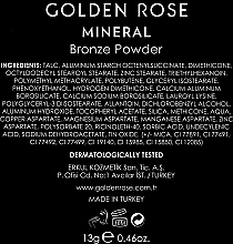 Bronzepuder mit Mineralien - Golden Rose Mineral Bronzing Powder — Bild N2