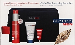 Gesichts- und Körperpflegeset - Clarins Men Energizing Essentials (Gesichtsgel 50ml + Augengel 3ml + Schäumendes Gel 30ml + Serum (Probe) 0.9ml + Kosmetiktasche) — Bild N2