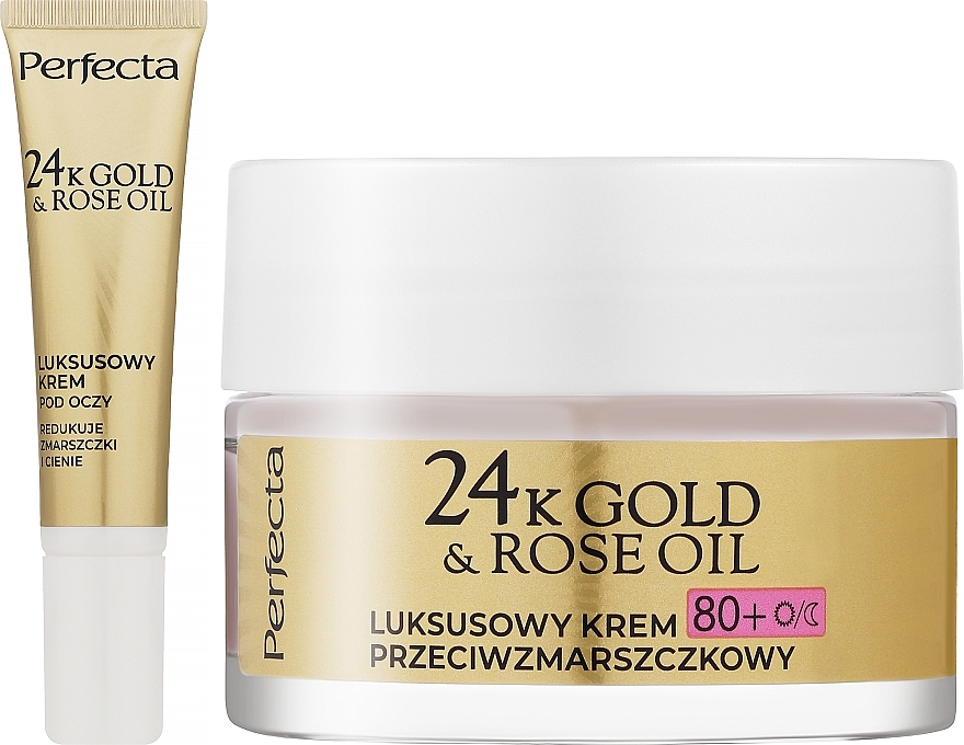 Set - Perfecta 24K Gold & Rose Oil 80+ (Gesichtscreme 50 ml + Augencreme 15 ml) — Bild N2