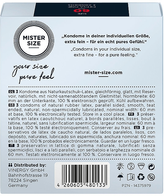 Latexkondome Größe 60 3 St. - Mister Size Extra Fine Condoms — Bild N3
