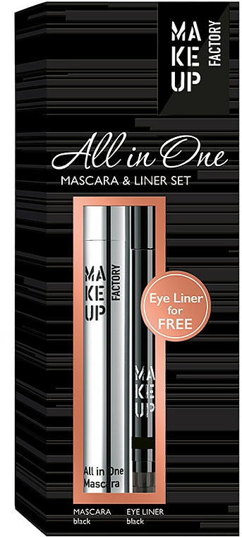 Make-up Set (Wimperntusche 9ml + Kajalstift 0,31g) - Make up Factory All in One Mascara & Liner Set  — Bild N1