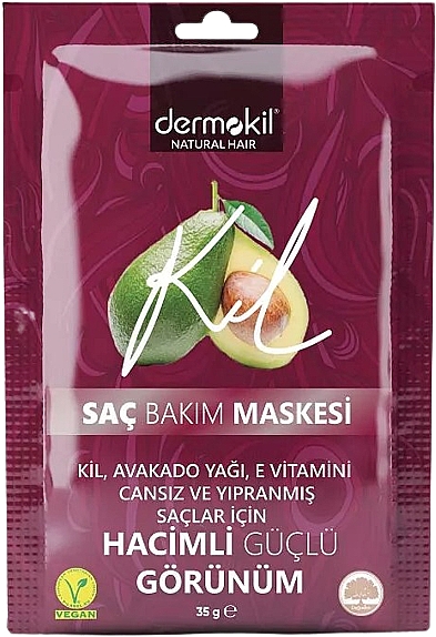Haarmaske mit pflanzlicher Tonerde, Avocado und Vitamin E - Dermokil Hair Care Mask (sachet) — Bild N1