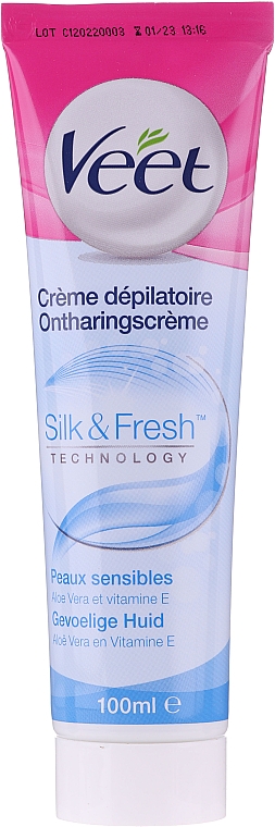 Enthaarungscreme mit Aloe Vera und Vitamin E für empfindliche Haut - Veet Silk & Fresh Hair Removal Cream — Bild N1