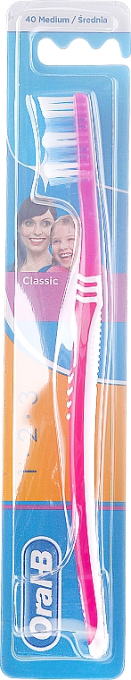 Zahnbürste mittel 1 2 3 Classic rosa-weiß - Oral-B 1 2 3 Classic 40 Medium — Bild N1