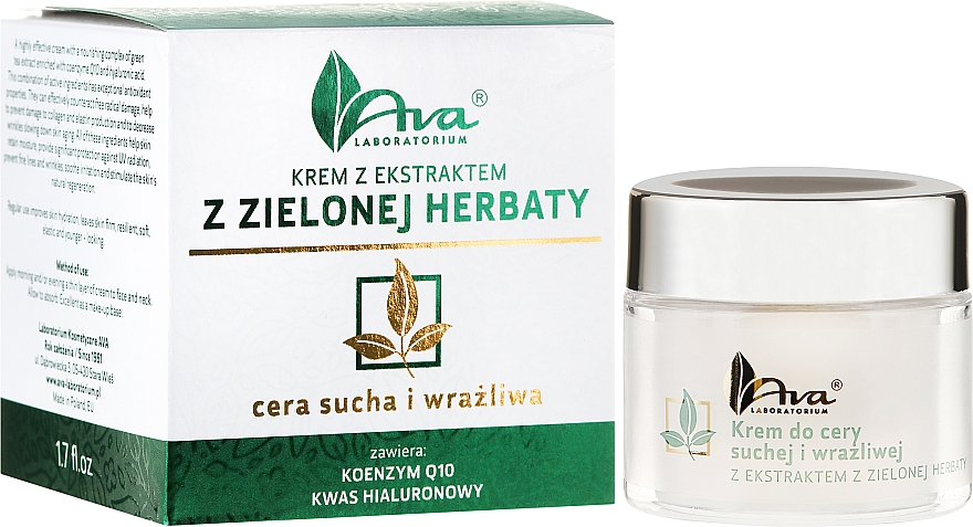 Gesichtscreme mit Grüntee-Extrakt für trockene und empfindliche Haut - Ava Laboratorium Green Tea Cream For Dry And Sensitive Skin — Bild N1