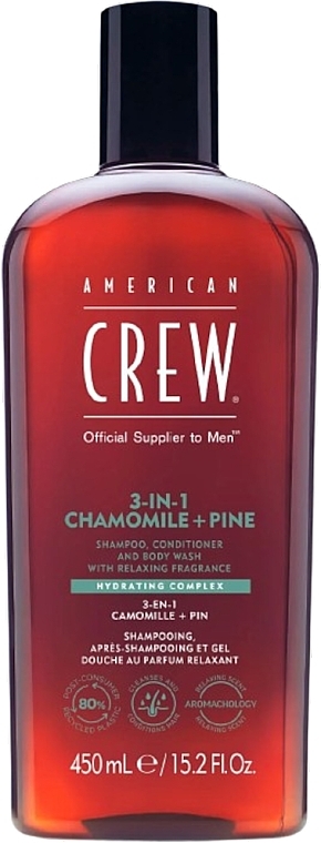3in1 Haar- und Körperpflegeprodukt - American Crew Official Supplier To Men 3 In 1 Chamomile + Pine Shampoo Conditioner And Body Wash — Bild N2