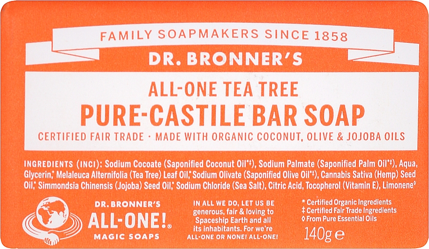 Seife Teebaum - Dr. Bronner’s Pure Castile Bar Soap Tea Tree