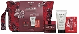 Düfte, Parfümerie und Kosmetik Set - Apivita Wine Elixir Set (Creme 50ml + Reinigungsmilch 50ml + Sonnenschutzcreme 2ml + Kosmetiktasche)