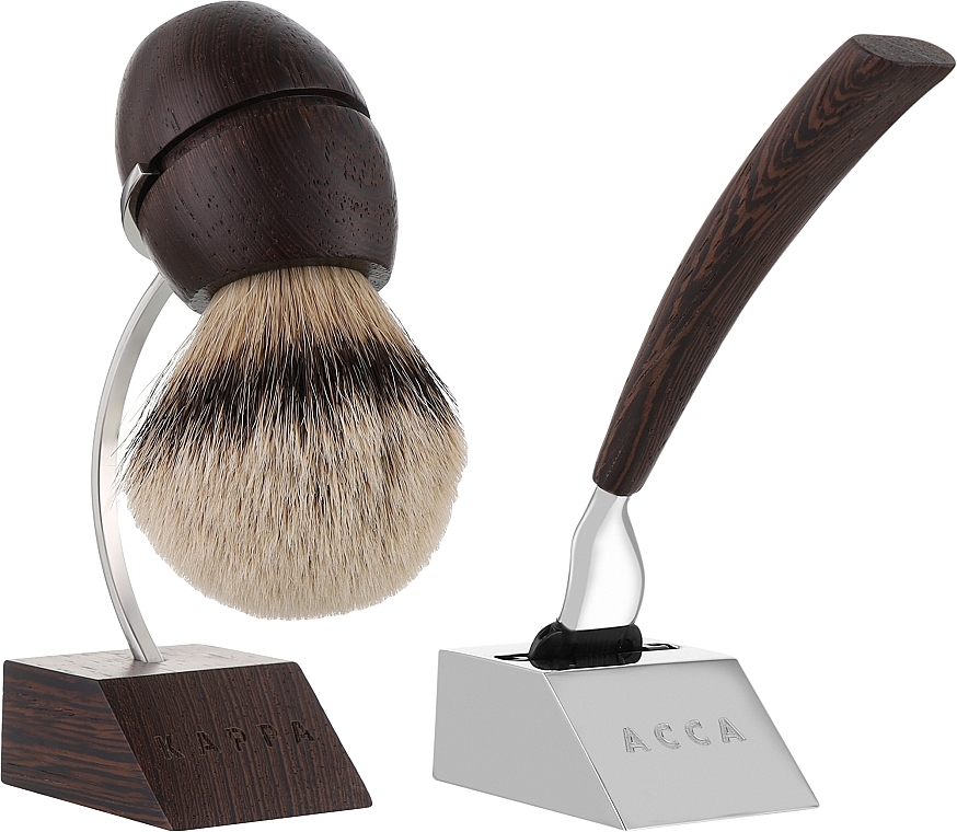 Rasierset - Acca Kappa Shaving Set With Stand Wenge Wood (razor/1pc + brush/1pc + stand/1pc) — Bild N1