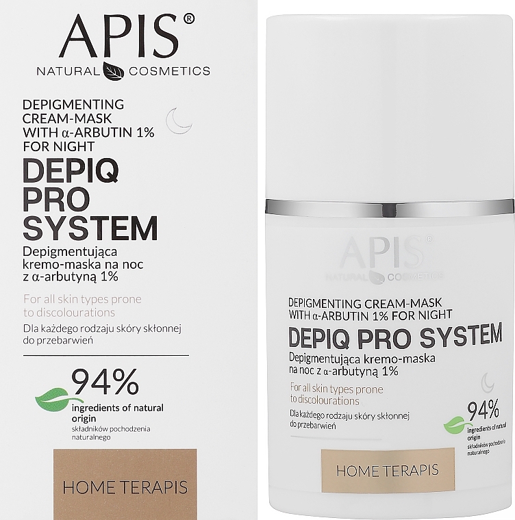 Depigmentierende Nachtcreme-Maske mit Arbutin 1% - APIS Professional Depiq Pro System Depigmenting Cream-Mask  — Bild N2