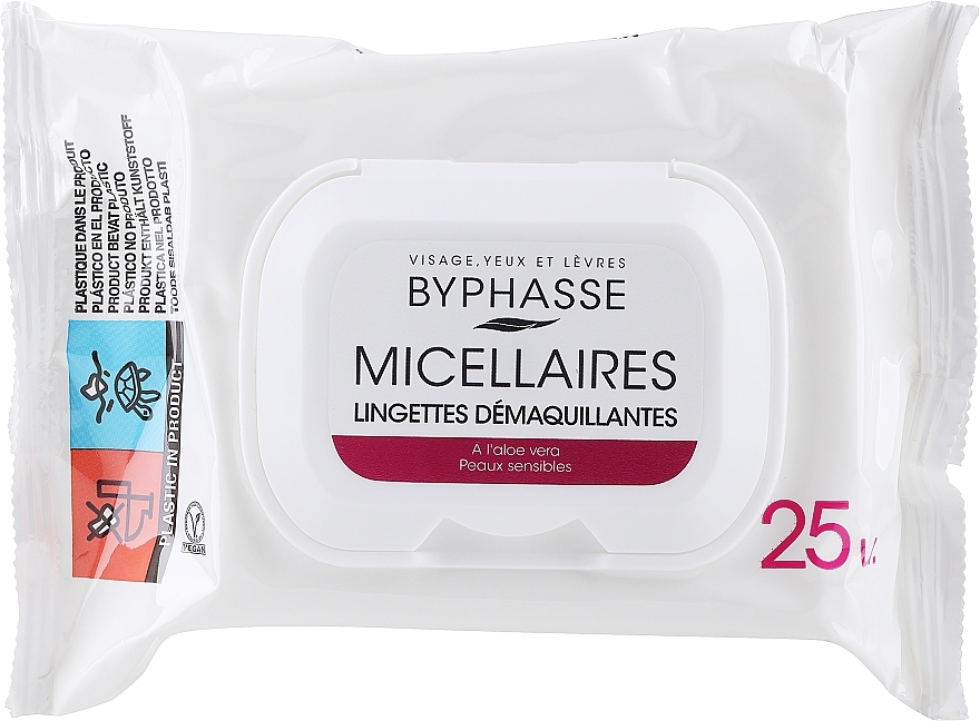 Make-up-Entfernungstücher 25 St. - Byphasse Make-up Remover Micellar Solution Sensitive Skin Wipes
