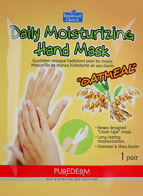 Feuchtigkeitsspendende Handschuhmaske mit Haferflocken und Sheabutter - Purederm Daily Moisturizing Hand Mask Oatmel