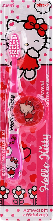 Kinderzahnbürste mit Kappe rosa-weiß - VitalCare Hello Kitty — Bild N1