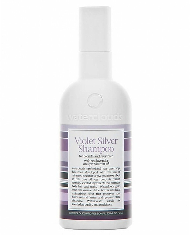 Shampoo gegen Gelbstich für blondes und graues Haar mit Meerlavendel und Provitamin B5 - Waterclouds Violet Silver Shampoo — Bild N1