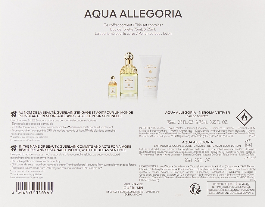 Guerlain Aqua Allegoria Nerolia Vetiver - Duftset (Eau de Toilette 75ml + Eau de Toilette 7.5ml + Körperlotion 75ml)  — Bild N3