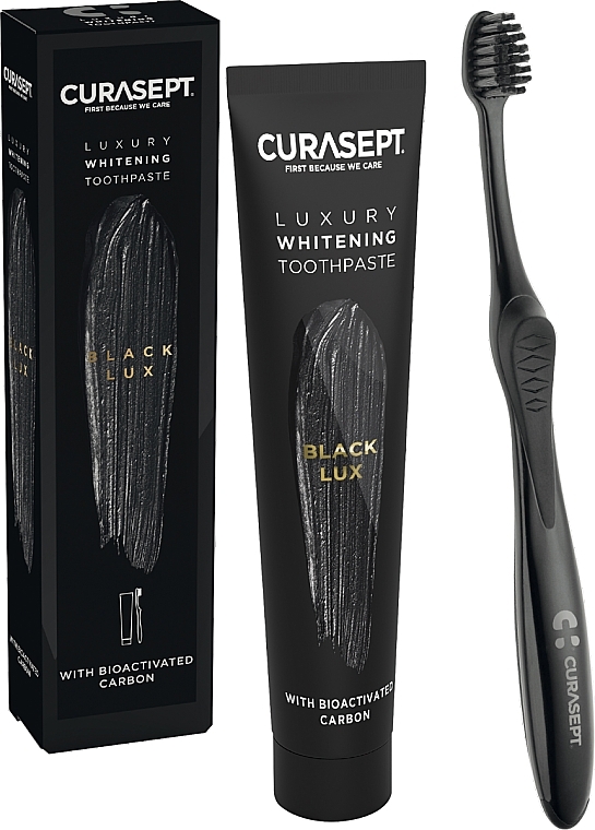 Set - Curaprox Curasept Black Whitening Luxury (t/paste/75ml + toothbrush) — Bild N2