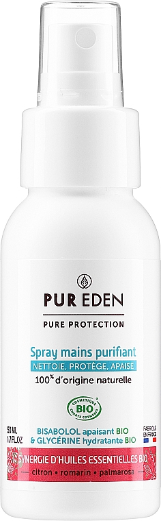 Antibakterielles Handspray mit Palmarosa, Zitrone und Rosmarin - Pure Eden Pure Protection — Bild N1