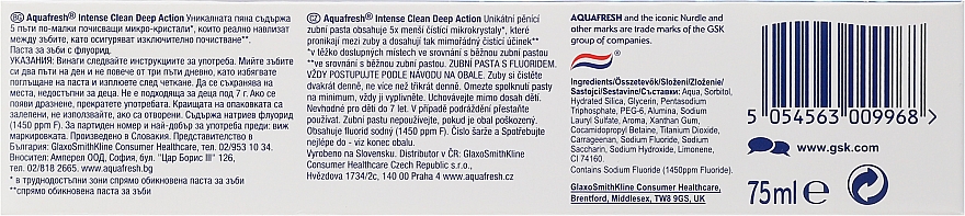 Zahnpasta Intense Clean Deep Action - Aquafresh Intense Clean Deep Action Toothpaste — Bild N2