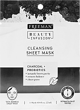 Düfte, Parfümerie und Kosmetik Klärende Tuchmaske für Gesicht mit Aktivkohle und Probiotika - Freeman Beauty Infusion Cleansing Clay Mask Charcoal & Probiotics