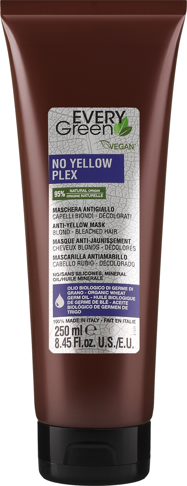 Maske gegen Gelbtöne - EveryGreen No Yellow Plex Mask Blonde & Bleached Hair — Bild 250 ml