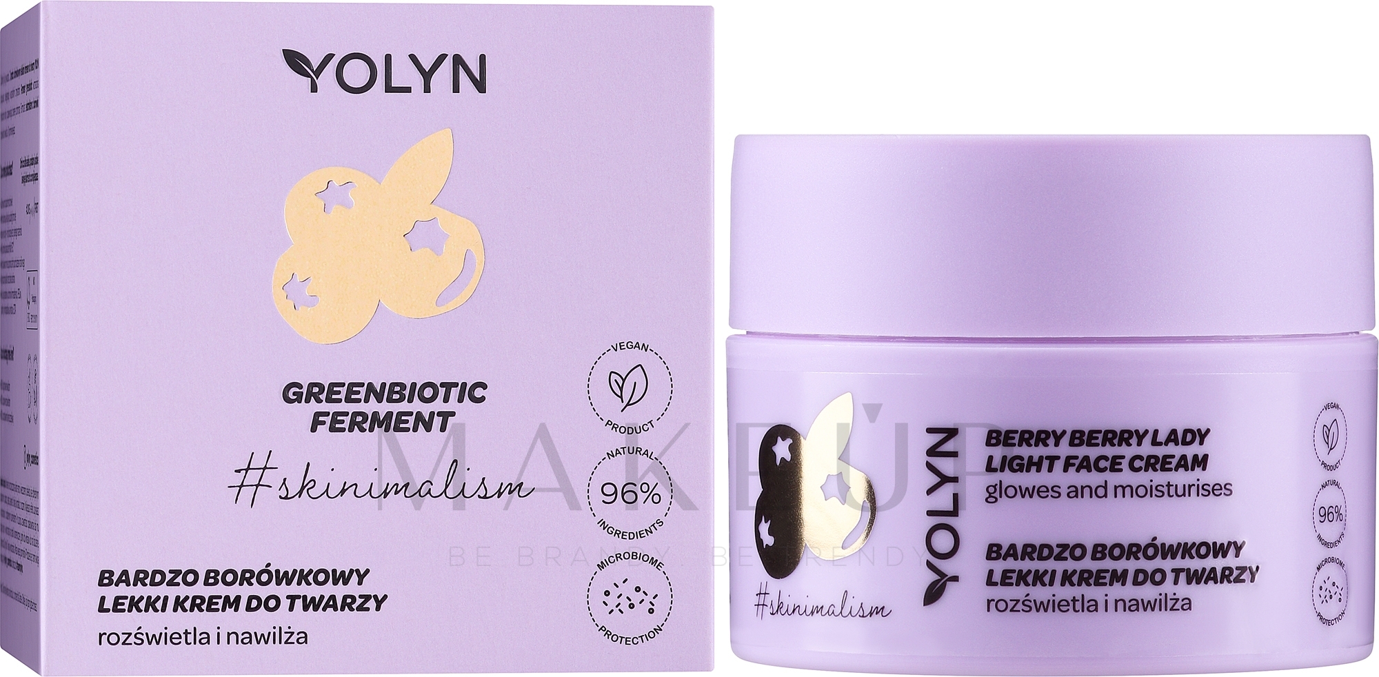 Aufhellende Gesichtscreme mit Blaubeere - Yolyn Berry Berry Lady Light Face Cream — Bild 50 ml
