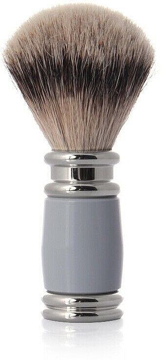 Rasierpinsel grau mit silber - Golddachs Shaving Brush Silver Tip Badger Resin Grey Silver — Bild N1