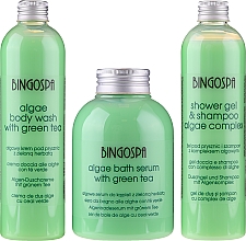 Düfte, Parfümerie und Kosmetik Geschenkset zum Baden - BingoSpa Green Set (Algenbadeserum mit grünem Tee 500ml + Shampoo und Duschgel 300ml + Algen-Duschcreme 300ml)