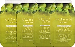 4-stufige Olive Sensation Fußpflege - Voesh Deluxe Pedicure Olive Sensation In A Box 4in1 (1. Meer Badesalz, 2. Zuckerpeeling, 3. Schlammmaske, 4. Massagebutter)(35 g) — Bild N2