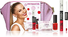 Düfte, Parfümerie und Kosmetik Körperpflegeset - Dermacol 16H Lip Colour (Lipgloss 4.3ml + Nagellack 11ml + Pads zum Abschminken 20 St. + Kosmetiktasche)