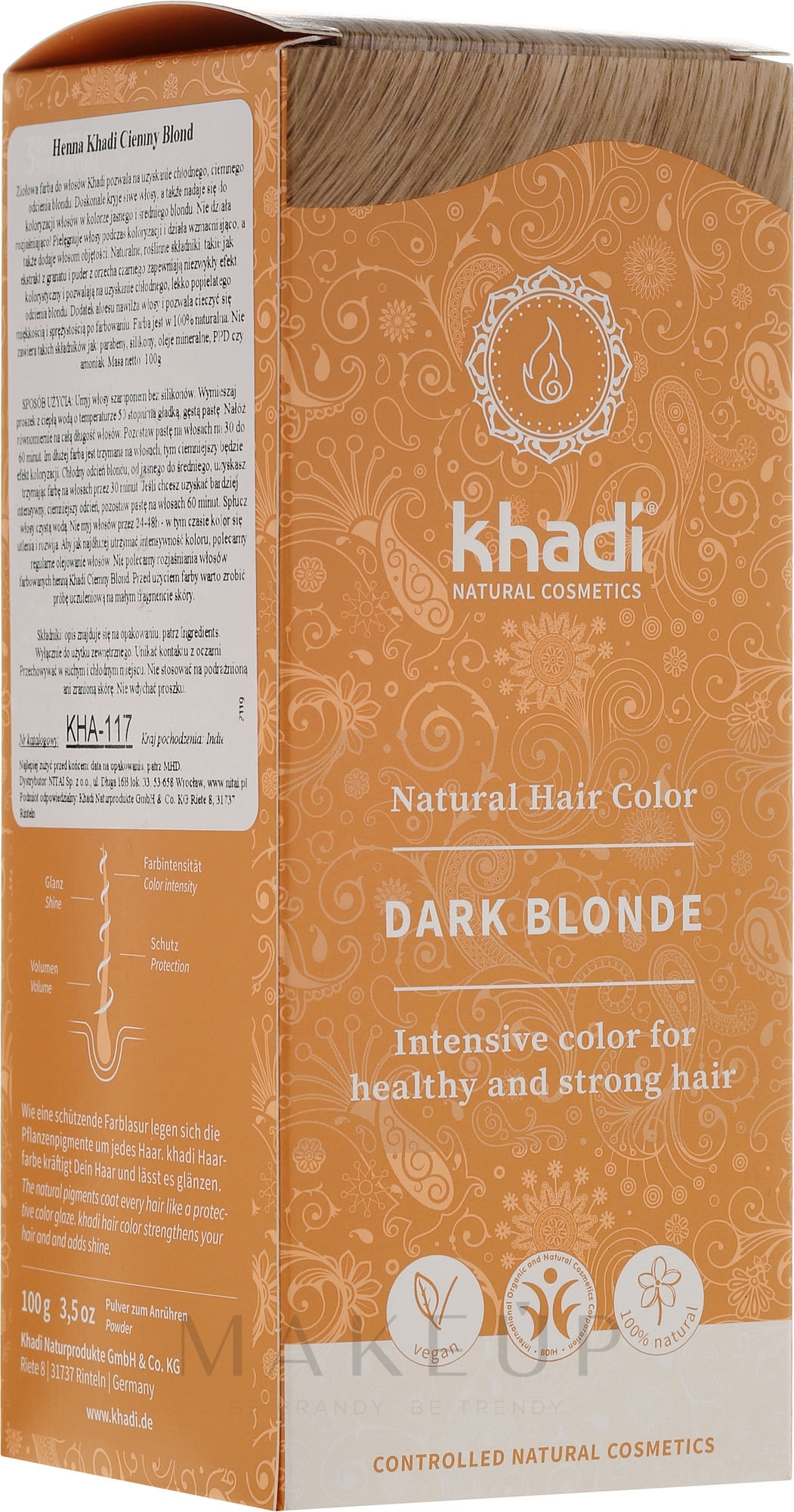 Haarfarbe auf Pflanzenbasis für mehr Glanz und Volumem - Khadi Haarfarbe — Foto Dark Blonde