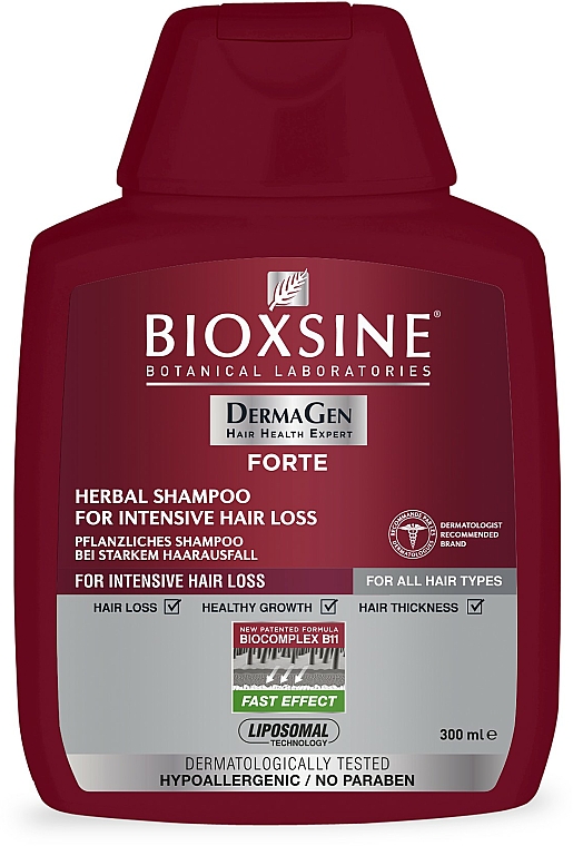 Kräutershampoo gegen intensiven Haarausfall für alle Haartypen mit Procyanidin - Biota Bioxsine DermaGen Forte Herbal Shampoo For Intensive Hair Loss