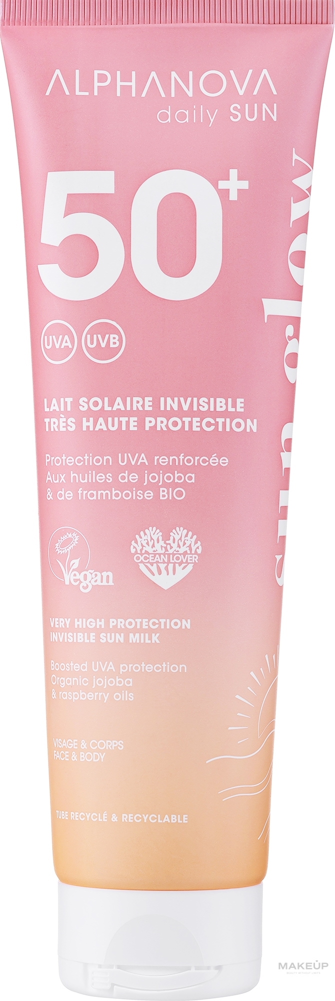 Sonnenschutzmilch für Körper und Gesicht - Alphanova Invisible Sun Milk SPF50+ — Bild 150 ml