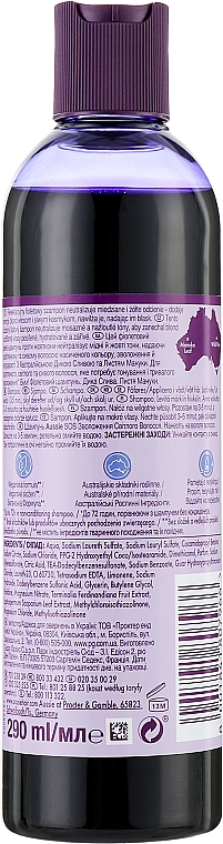 Feuchigkeitsspendendes Anti-Gelbsich Shampoo für blondes und aufgehelltes Haar mit violetten Pigmenten, Hanfsamen- und Pflaumenextrakt - Aussie Blonde Hydration Purple Shampoo — Bild N2