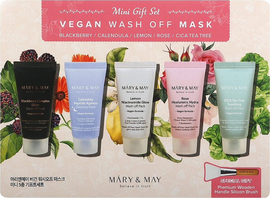 Mary&May Vegan Wash Off Mask Mini Gift Set - Gesichtspflegeset 5 St. — Bild N1