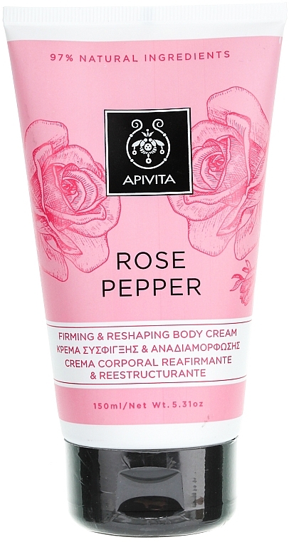 Straffende Anti-Cellulite Körpercreme mit rosa Pfeffer und Rose - Apivita Rose Pepper Firming & Reshaping Body Cream
