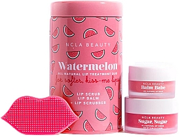 Düfte, Parfümerie und Kosmetik Set Wassermelone - NCLA Beauty Watermelon Lip Care (l/balm/10ml + l/scrub/15ml + scrubber)