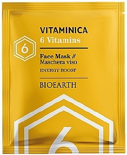 Revitalisierende, energiespendende und feuchtigkeitsspendende Zellulosemaske - Bioearth Vitaminica Single Sheet Face Mask 6 Vitamins — Bild N1