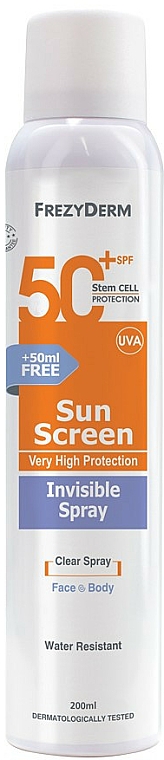 Sonnenschutzspray für Gesicht und Körper SPF 50+ - Frezyderm Sun Screen Invisible SPF50+ Spray — Bild N1