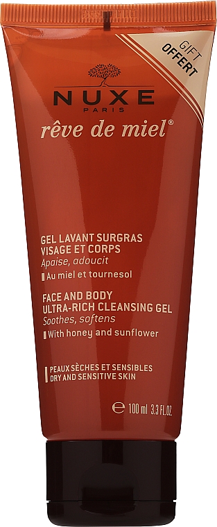 GESCHENK! Gesichts- und Körperduschgel mit Honig für trockene und empfindliche Haut - Nuxe Reve de Miel Face And Body Ultra Rich Cleansing Gel — Bild N1