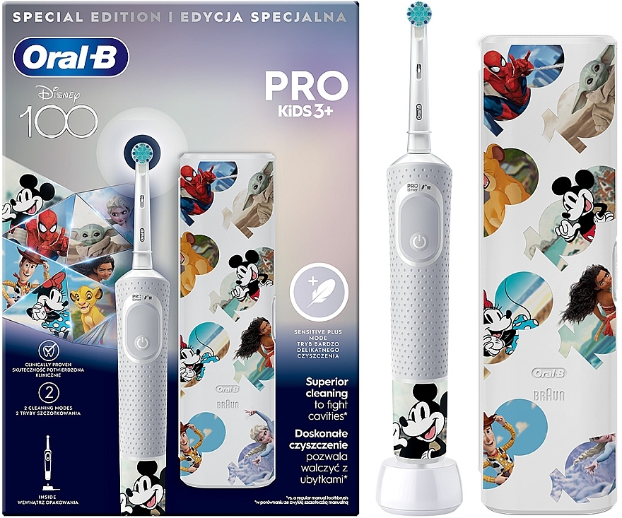 Elektrische Zahnbürste für Kinder mit Reiseetui, Mickey Mouse - Oral-B Pro Kids 3+ Disney Mickey — Bild N1