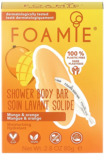 Feuchtigkeitsspendendes festes Duschgel mit Sheabutter und Mango- und Orangenduft - Foamie Mango & Orange Body Bar — Bild N3
