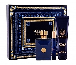 Versace Dylan Blue Pour Homme - Duftset (Eau de Toilette 100 ml + Duschgel 150 ml + Eau de Parfum (mini) 10ml) — Bild N1
